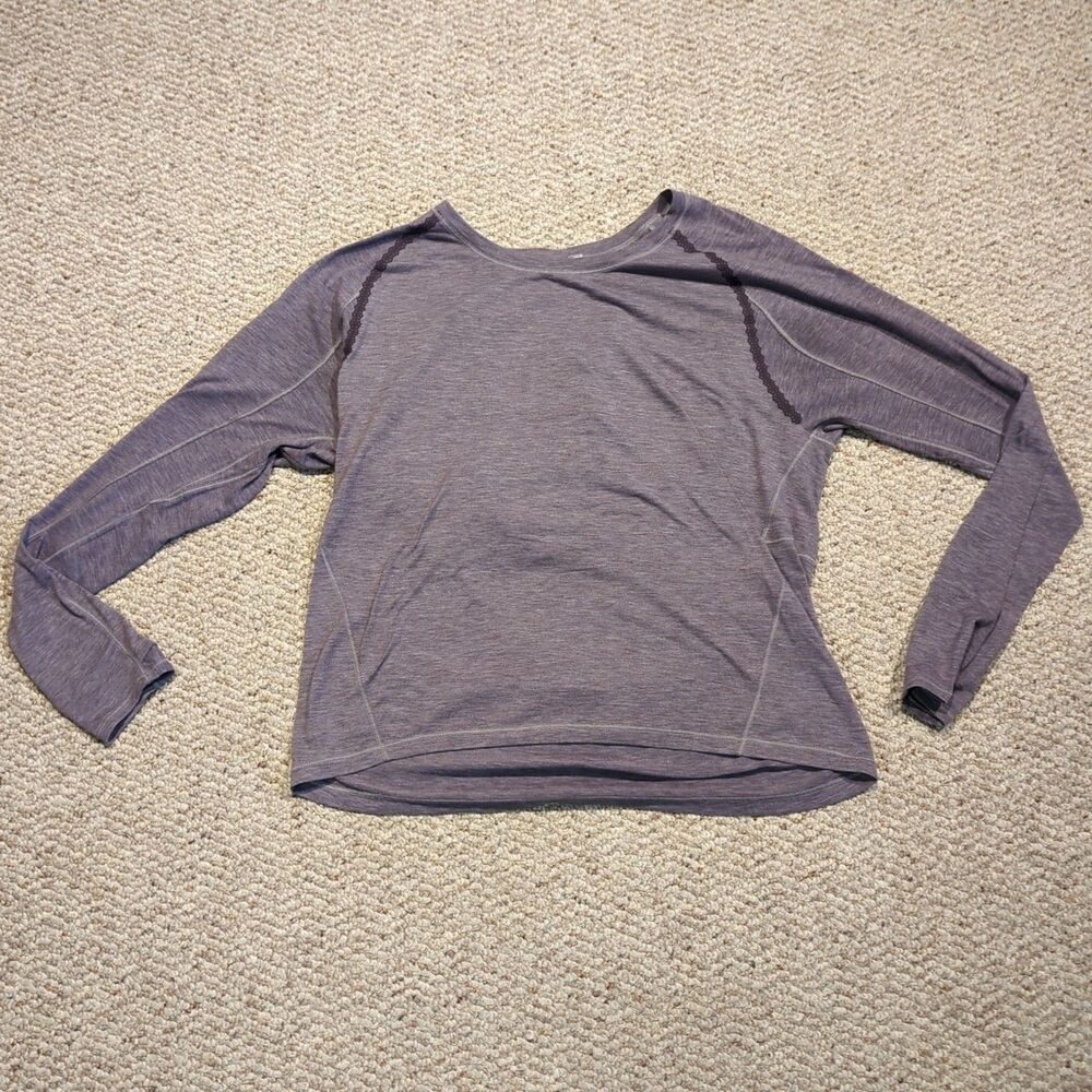 Lululemon Stop Drop & Squat Long Sleeve Top Large 10 Purple Heathered Athleisure